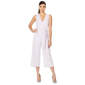 Vince Camuto Lilac V-neck Belted Jumpsuit